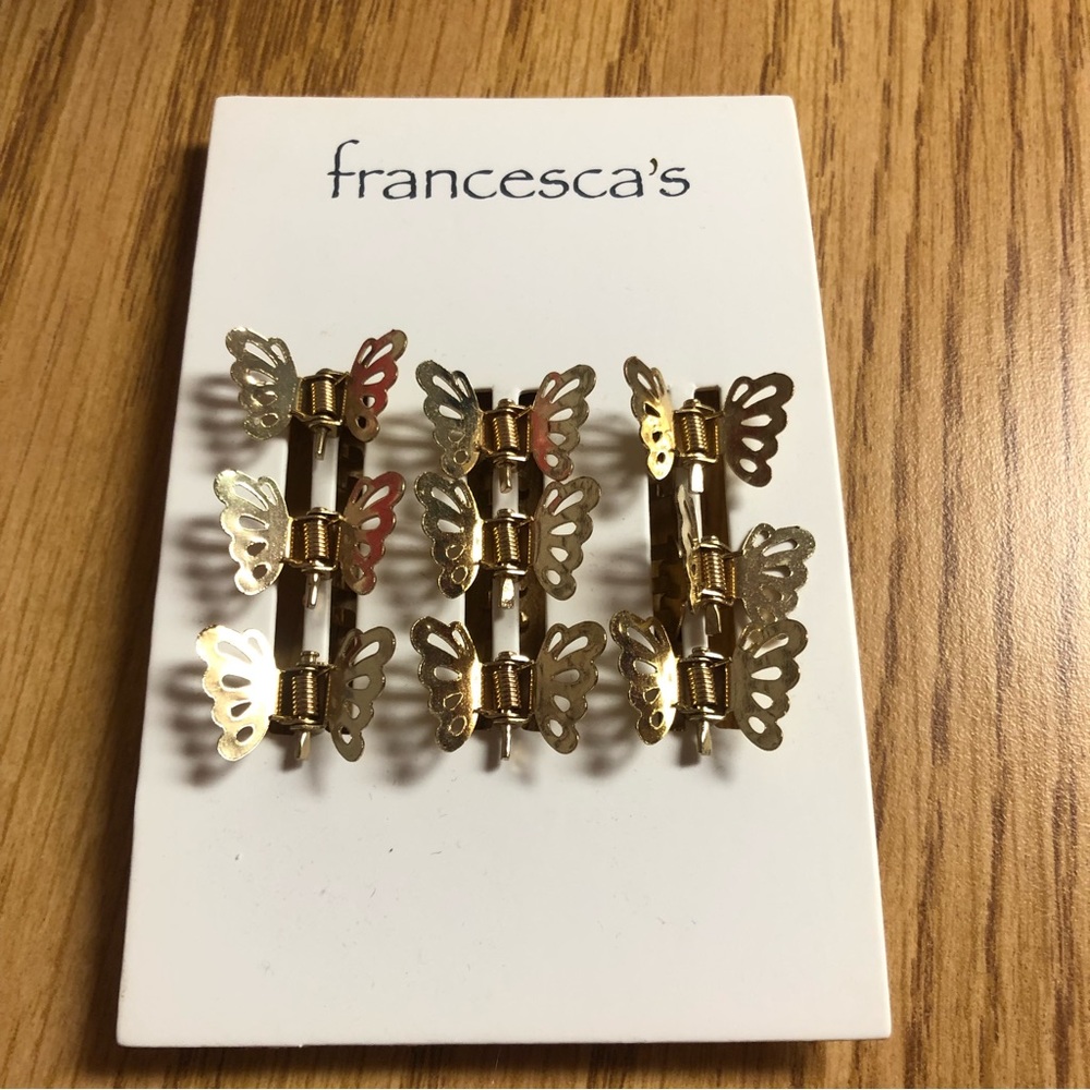 Francesca’s Gold Butterfly Hair Clips